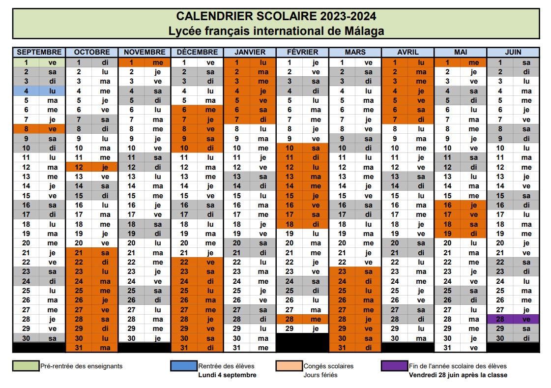 Calendrier Lyc e Fran ais International De M laga AEFE